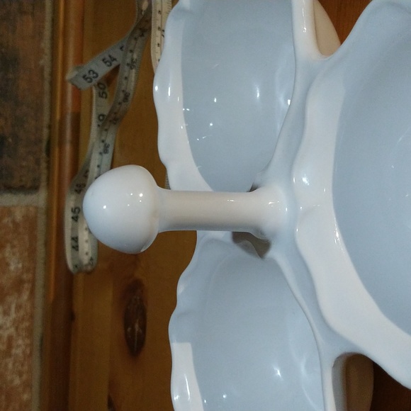 Portugal Pottery 3 Part Service Dish Service Tray white like new - Picture 11 of 15